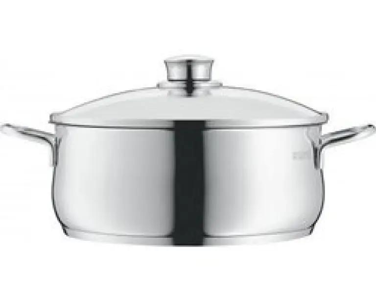 WMF Diadem Plus - Kookpan Laag - Ø 16 cm - RVS - Glazen deksel