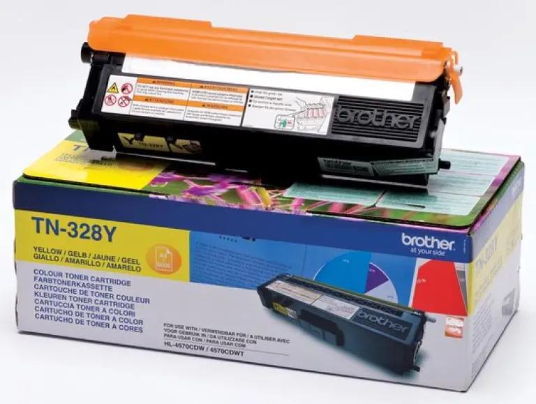Brother TN-328Y - Tonercartridge - Geel - 6000 Pagina's - Origineel