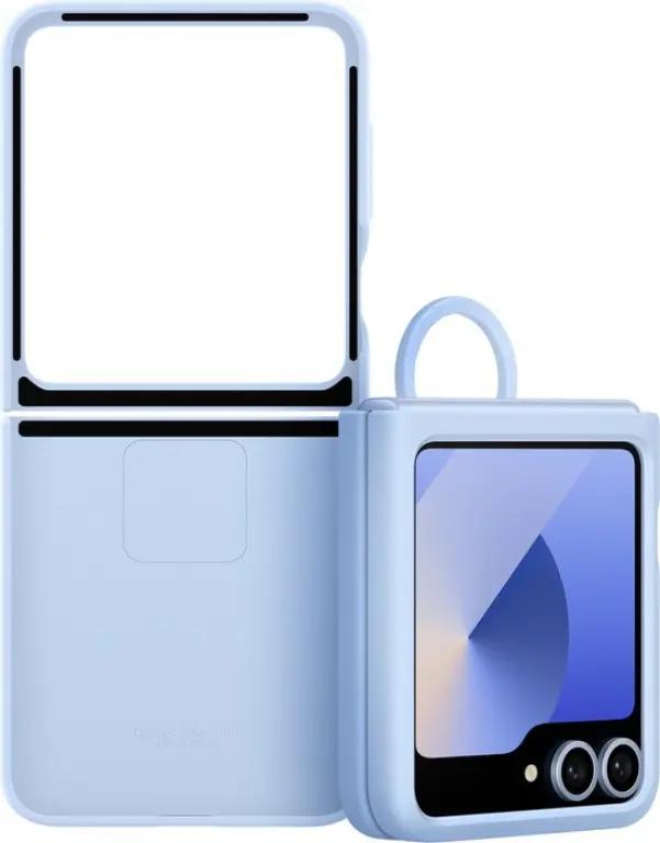 Samsung Galaxy Z Flip6 - Siliconen Hoesje - Blauw - Met Ring - Comfortabele Grip